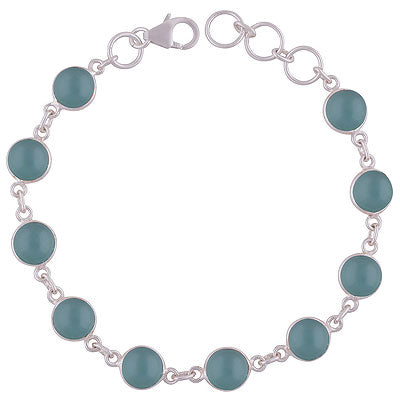 Sterling Silver Bracelet with Aqua Chalcedony Gemstones