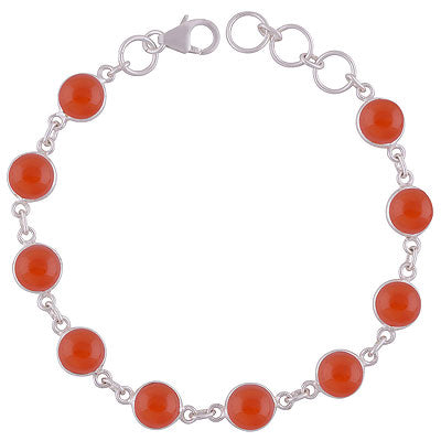 Sterling Silver Bracelet with Carnelian Gemstones