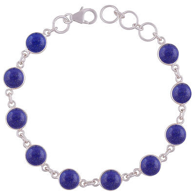 Sterling Silver Bracelet with Lapis Lazuli Gemstones