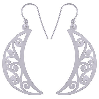 Sterling Silver Jali Moon Earrings