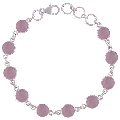 Sterling Silver Bracelet with Rose Quartz Gemstones