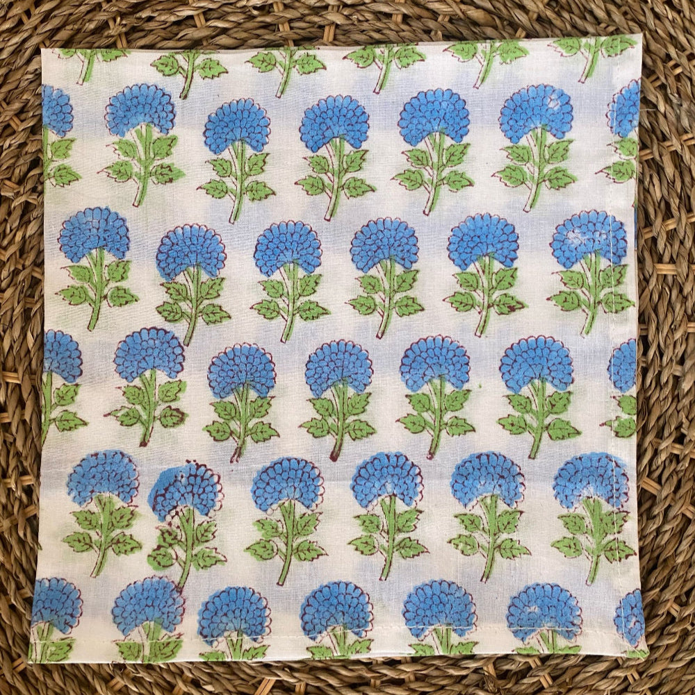 ditsy blue block print napkin