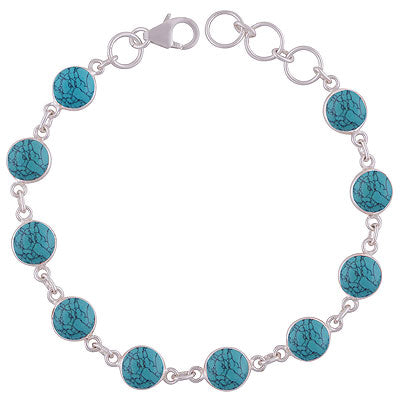 Sterling Silver Bracelet with Turquoise Gemstones