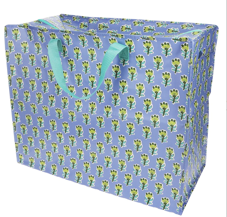Large Block Printed Storage Bag - Blue