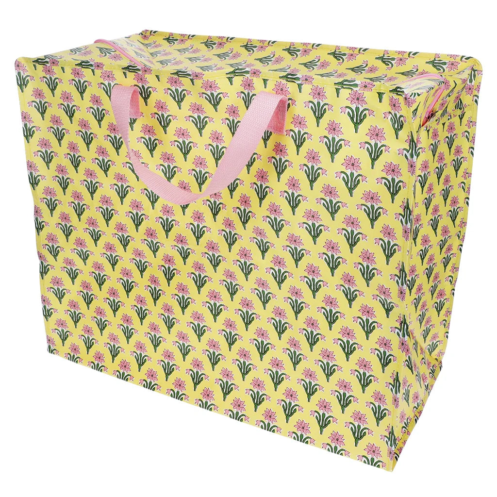 Large Block Printed Storage Bag - Yellow