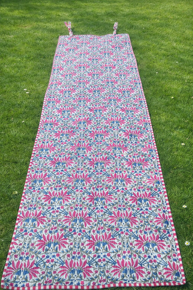 Block Printed Quilted Yoga Mat - Lotus