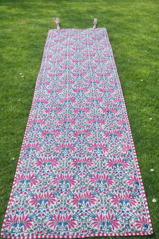 Block Printed Quilted Yoga Mat - Lotus